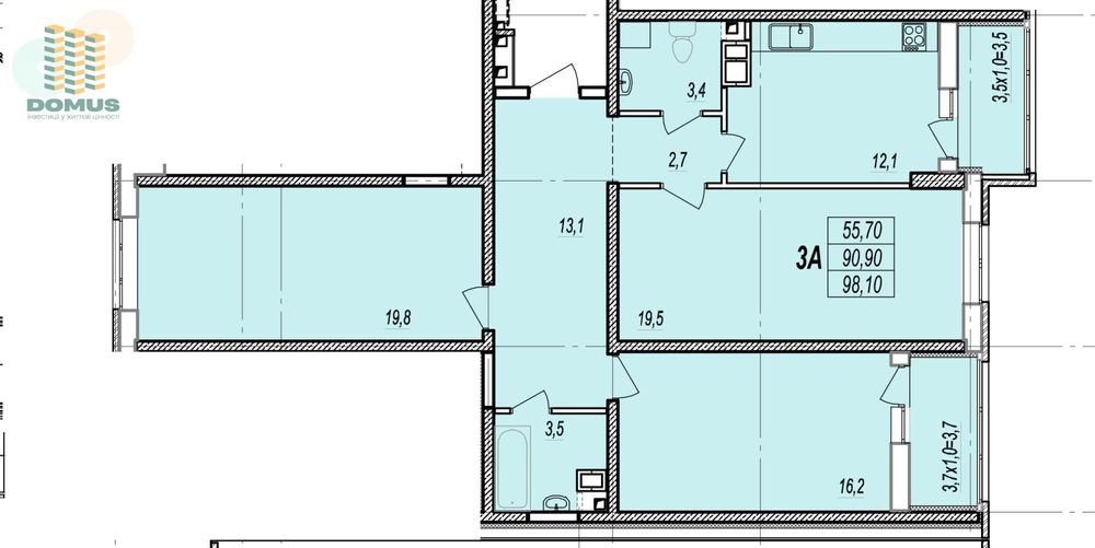 3-комнатная квартира по адресу (площадь 98,6 м²) - Atlanta.ua - фото 2