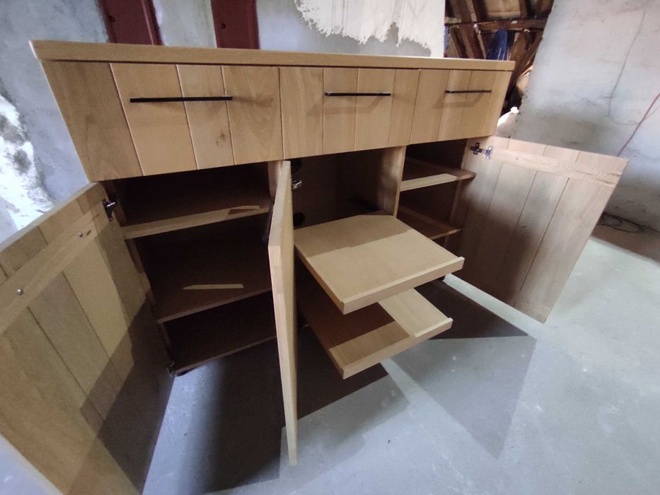 Komoda dębowa, duża, nowoczesna, styl skandynawski