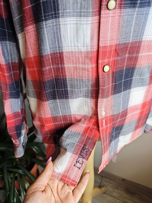 Koszula Levi's Strauss męska retro vintage w krate 100 % bawełna czerwona