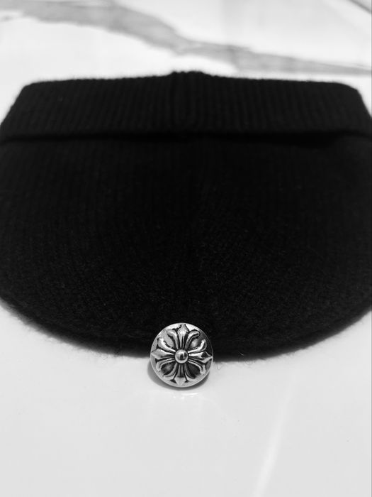 Gorro Chrome Hearts Leather Cross Patch Beanie (Preto / Prata 925)