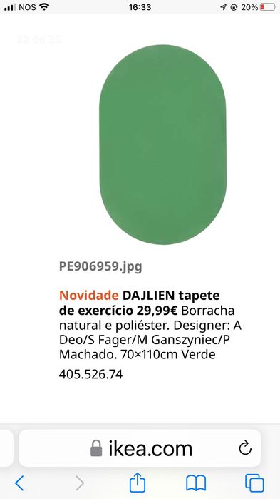 Tapete Exercício Yoga da Coleção Dajlien do Ikeia