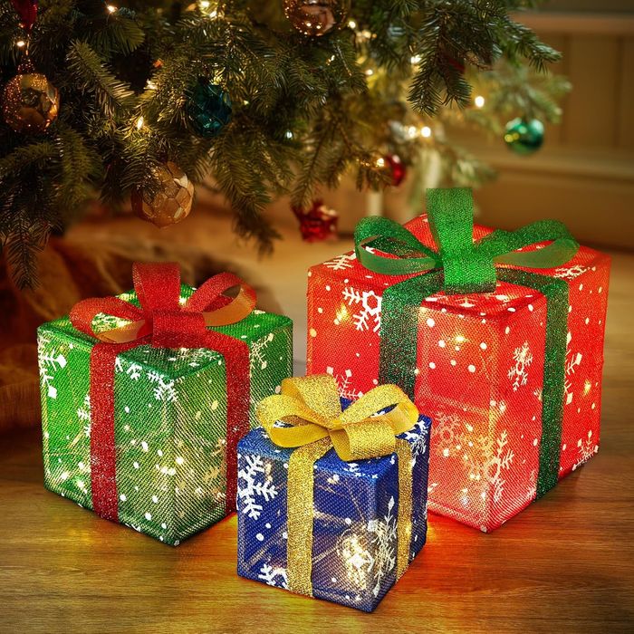 Joyoldelf Zestaw Dekoracyjnych Pudełek Prezentowych LED 3 szt.