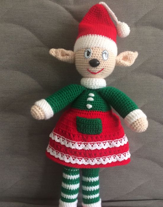 Maskotka, przytulanka ręcznie robiona, Świąteczny skrzat