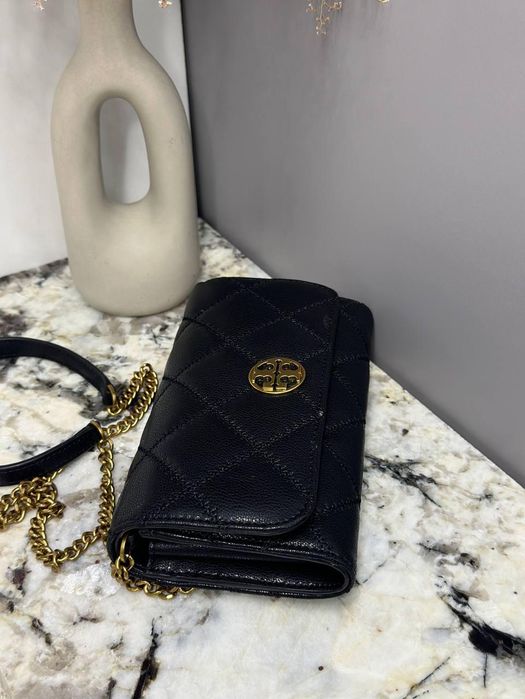 Жіноча сумка-гаманець Tory Burch Willa чорна стьобана на ланцюжку, оригінал