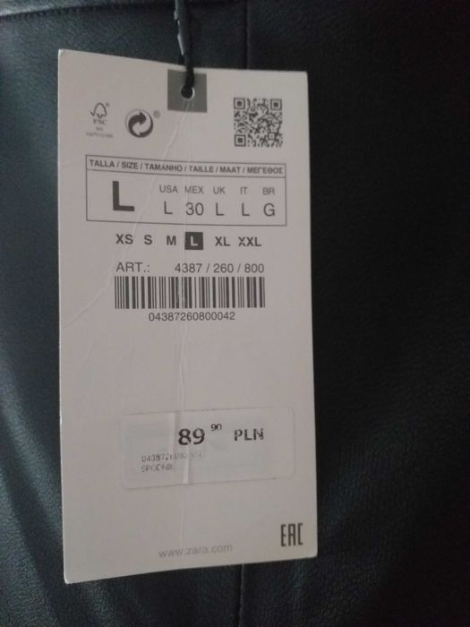 Spodnie woskowane Zara, rozm. 40