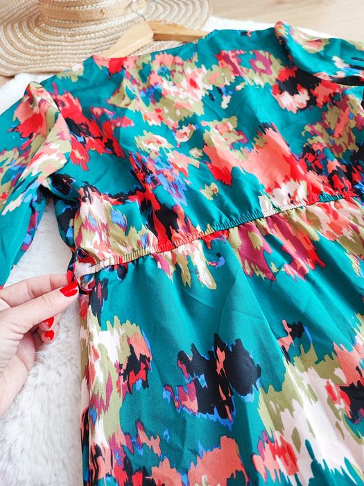 Koszulowa midi sukienka M 38 wesele wieczorowa