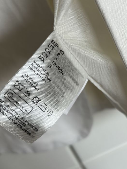 Biała lniana marynarka żakiet H&M 40