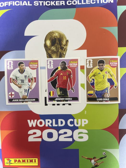 Extra Sticker Mundial 2026 Bellingham Doku Luis Diaz