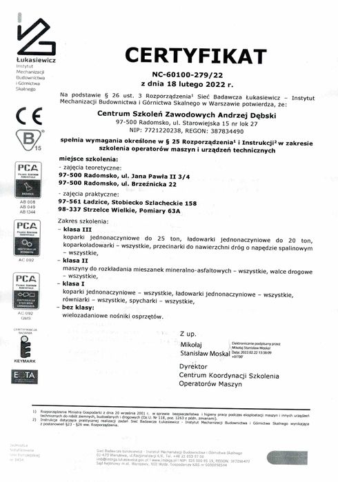 maszyny drogowe, budowlane, spawacza, wózki jezdniowe z UDT