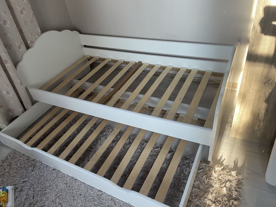 Lozko dzieciece wysuwane podwojne biale