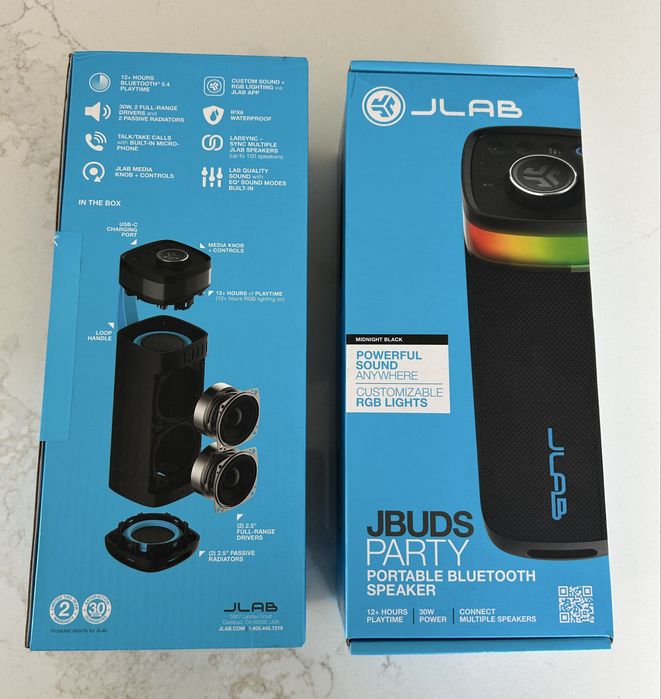 Coluna Bluetooth JLab JBuds Party - NOVA e SELADA