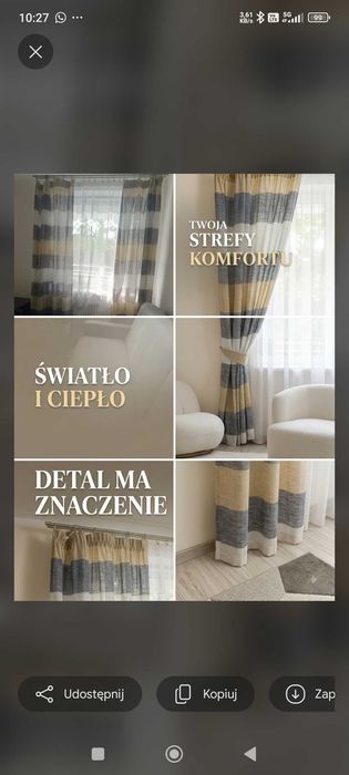 Komplet 2 szt.Stylowe zasłony w pasy z błyszczącą nitką – stan idealny!