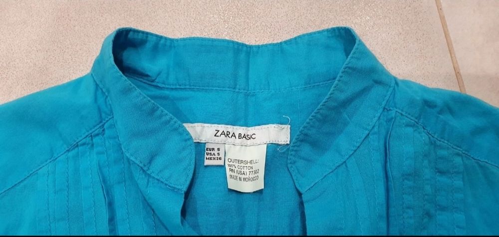 Bluzka niebieska ZARA S 36 tunika turkus