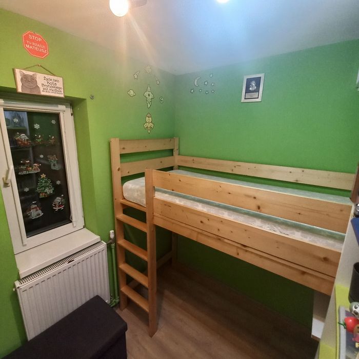 Solidne drewniane łóżko piętrowe + materac. Stan Idealny.