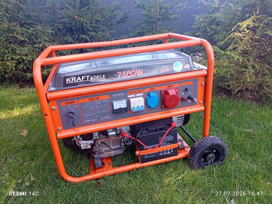 Agregat prądotwórczy Kraft & Dele 7500W niesprawny