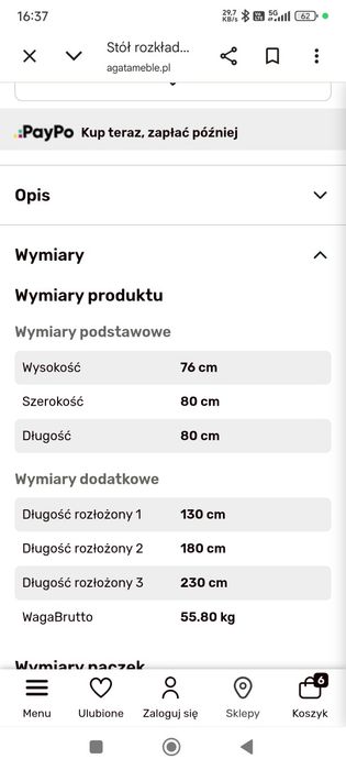 Stół 80 na 80 z Agata Meble