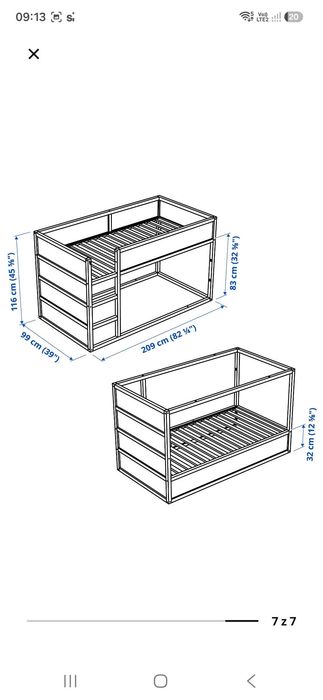 Rama łóżka KURA IKEA