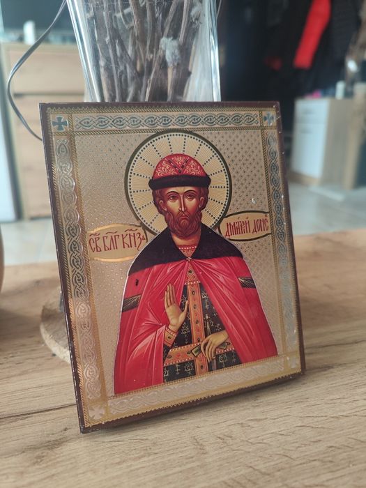 Ікона Святий Дмитро Донський на дереві 16х13 см