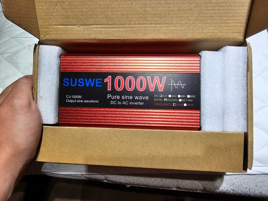 Інвертор (перетворювач напруги) з чистою синусоїдою SUSWE 1000W