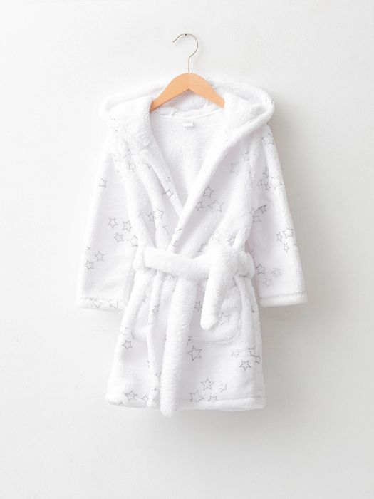 Банний дитячий м'який халат білий 4 - 5 років  104 110 см