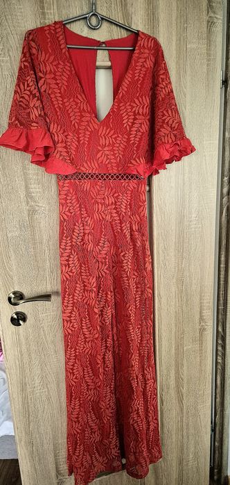 Koronkowy pomarańczowy kombinezon Hippie,r.S