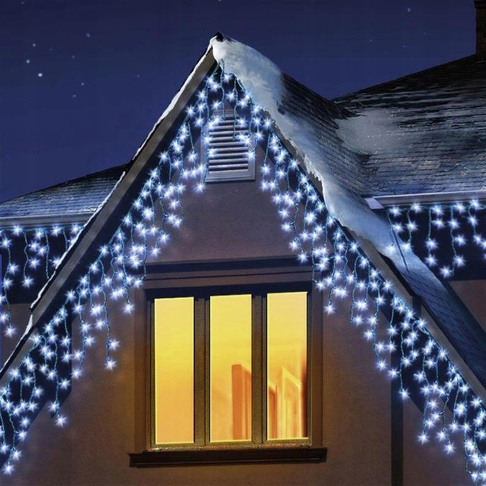 sople flash 500 led zewnętrzne białe zimne lampki +niebieski flash
