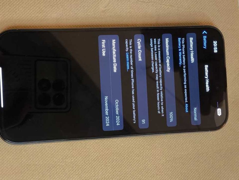 iphone 16 pro max 256 gb titanium/czarny 100% bateria