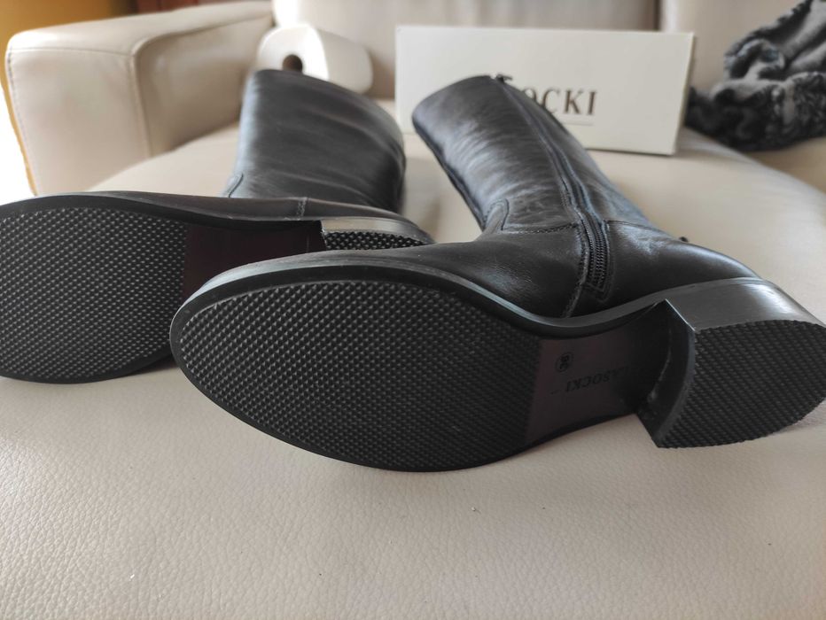 Nowe Kozaki długie czarne Lasocki ze skóry