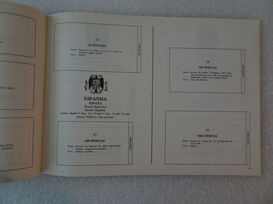 Caderneta de cromos vazia Notas de Todo o Mundo - Europa vol. I