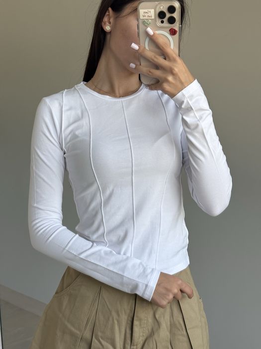 Лонг зі швами білий S, M, L