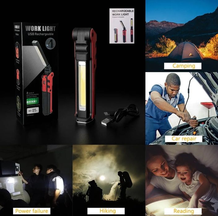 Ліхтар водонепроникний з usb-зарядкою магнітом/гачком