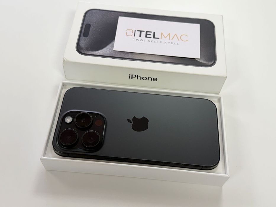 Apple iPhone 15 Pro 128GB 5G Black • SUPER STAN • GW • Raty 0%