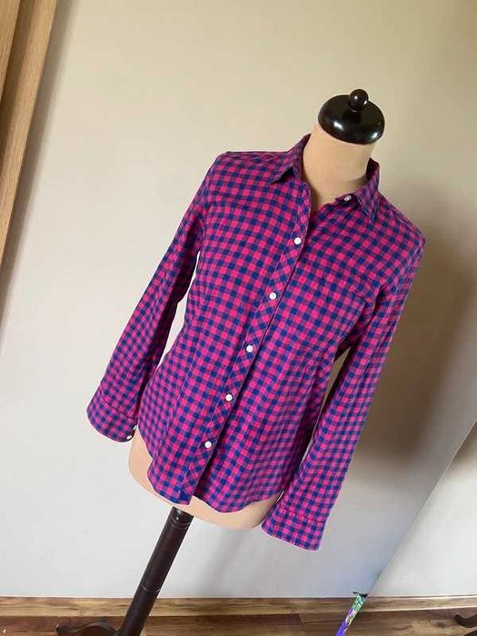 Untuckit roz neon bawelna koszula krata basic do wszystkiego casual