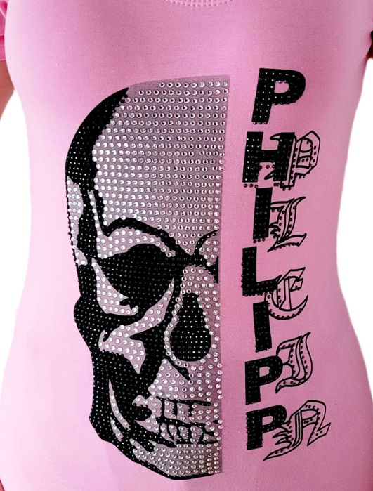 Koszulka damska Philipp Plein Cyrkonie Skull pink roz.S M L XL