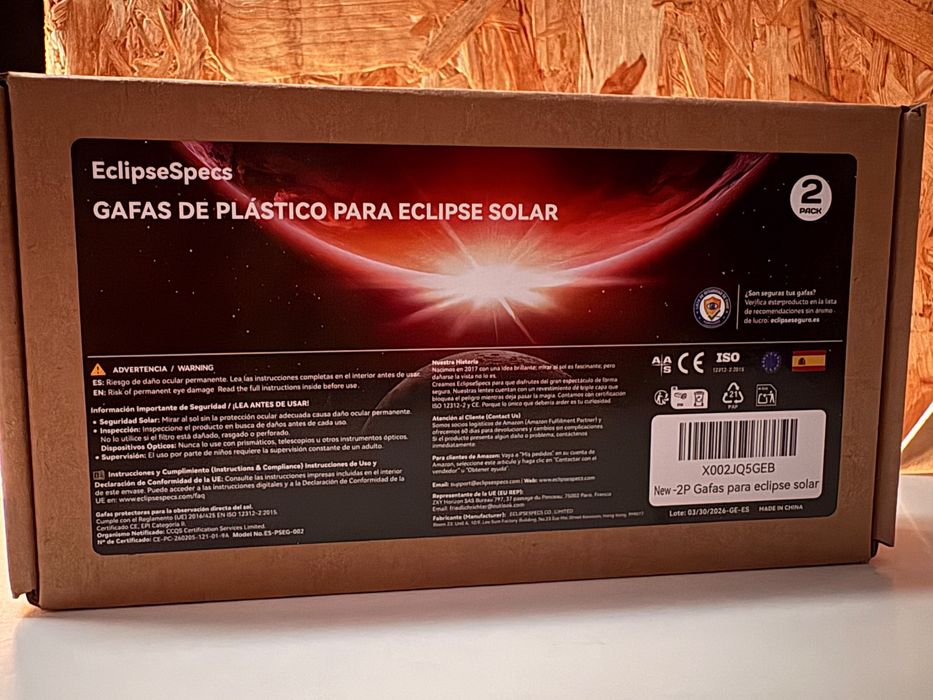 Óculos eclipse solar