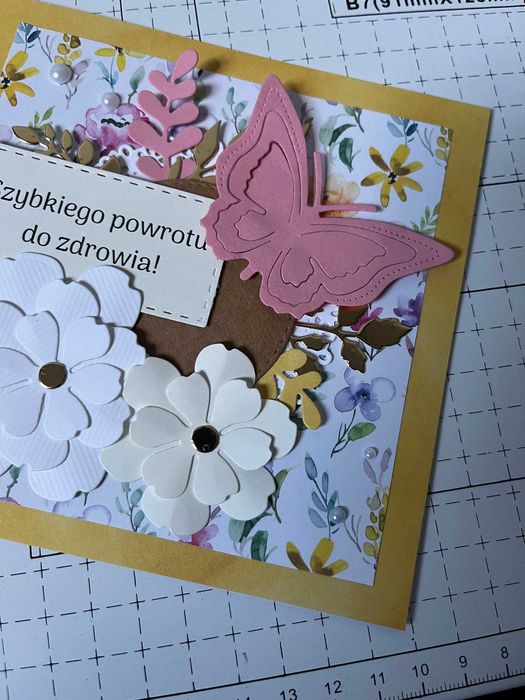 Kartka z życzeniami zdrowia, powrotu do zdrowia, handmade rękodzieło