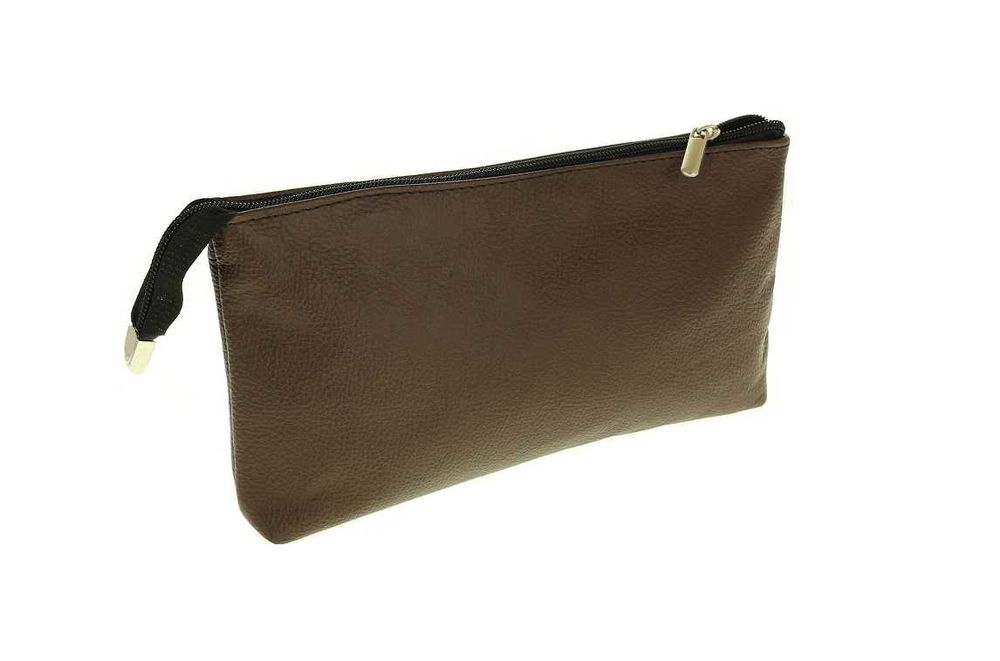 Kosmetyczka brązowa ze skóry naturalnej pojemna PL PRODCENT