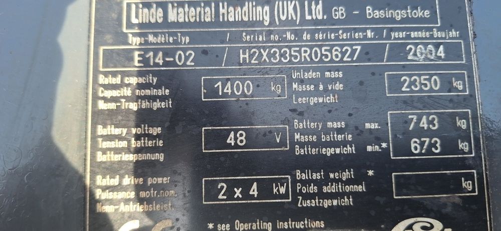 wózek widłowy Linde E14