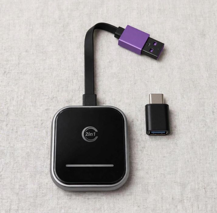 Adaptador Sem Fios CarPlay/Android Auto 2 em 1