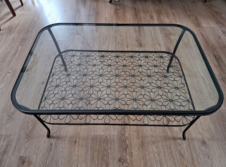 Stolik, ława szklany/metalowy IKEA