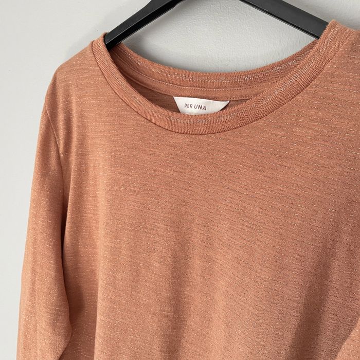 Cienki sweterek bluzka z długim rękawem złota nitka PER UNA india M