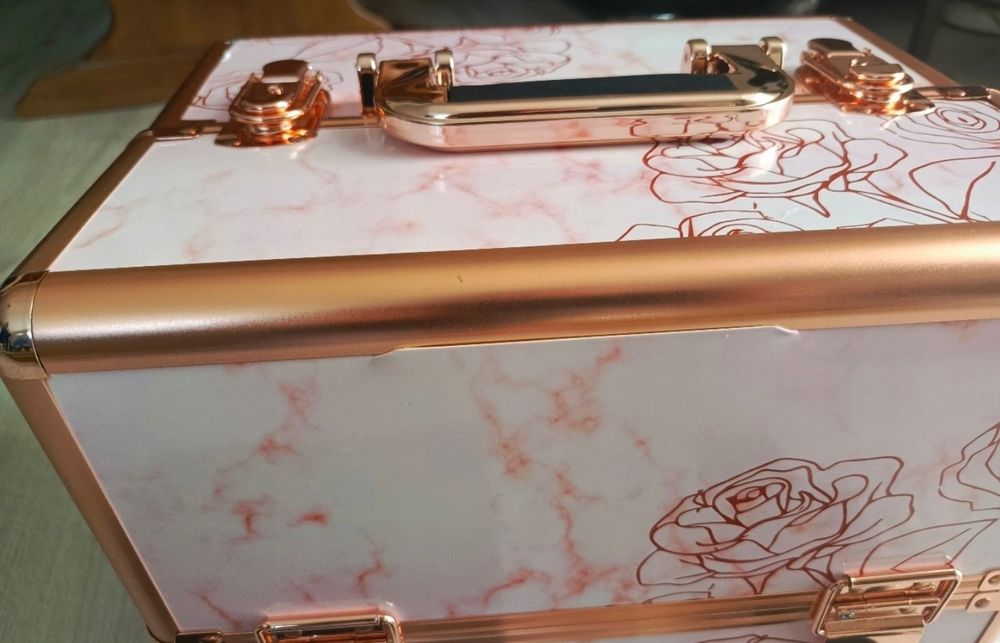 Kuferek PREMIUM ROSE Gold na kosmetyki i lakiery hybryda lampy UV