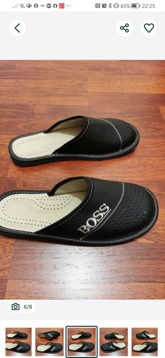 Pantofle Męskie Skórzane Boss