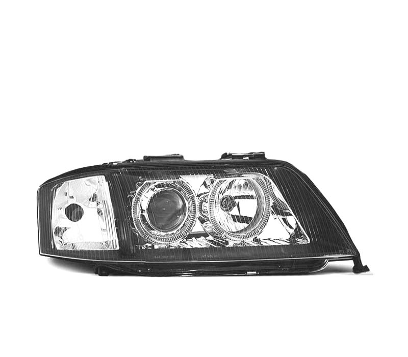 FARÓIS AUDI A6 99-01 OLHOS DE ANJO FUNDO NEGRO