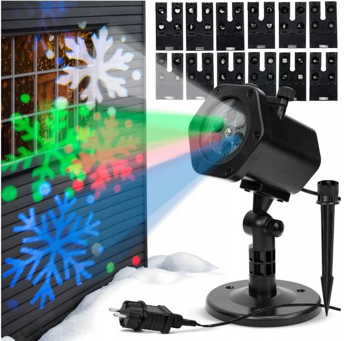 Projektor Laserowy Led RGB 12w1 Świąteczny Ogrodowy Dom Lampki Choinka