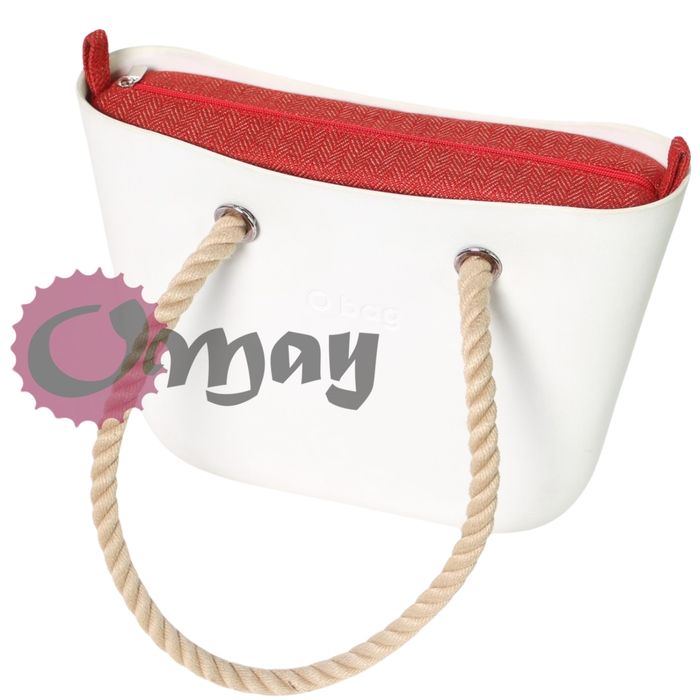 Czerwony organizer OBAG MINI jodełka elegancka 2 kieszenie wkład OMAY