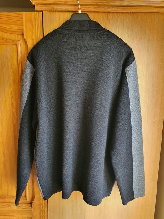Stylowy męski kardigan z wełną na zamek z kołnierzykiem XXL