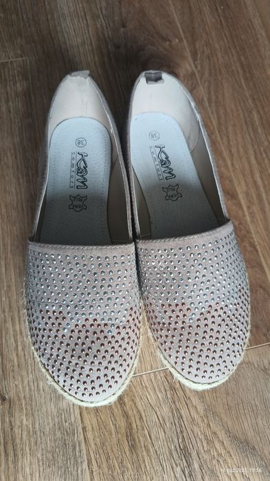 Espadryle lekkie cyrkonie pleciona podeszwa