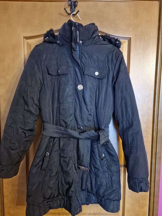 Czarna długa kurtka na dobicie L