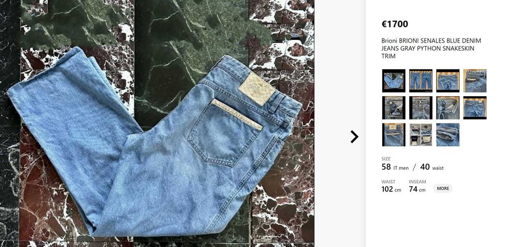 Brioni джинсы прямого кроя с отделкой из кожи питона